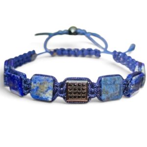 Bransoletka meska kamien lapis lazuli cyrkonie szer.19 cm-labellafashion