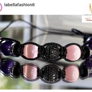 Bransoletka damska kula cyrkonie kamienie naturalne Ametyst Kwarc-labellafashion
